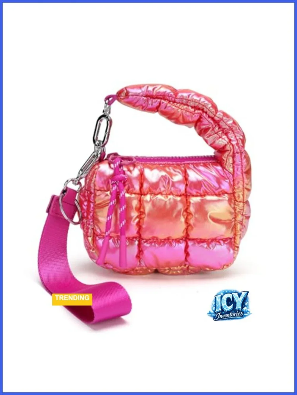 Women's Mini Quilted Wristlet Bag Puffer Purse
